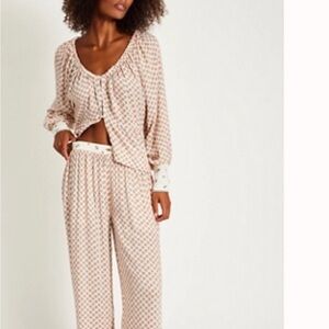 Free people Cream Geometric Pajama Set with Relaxed Fit